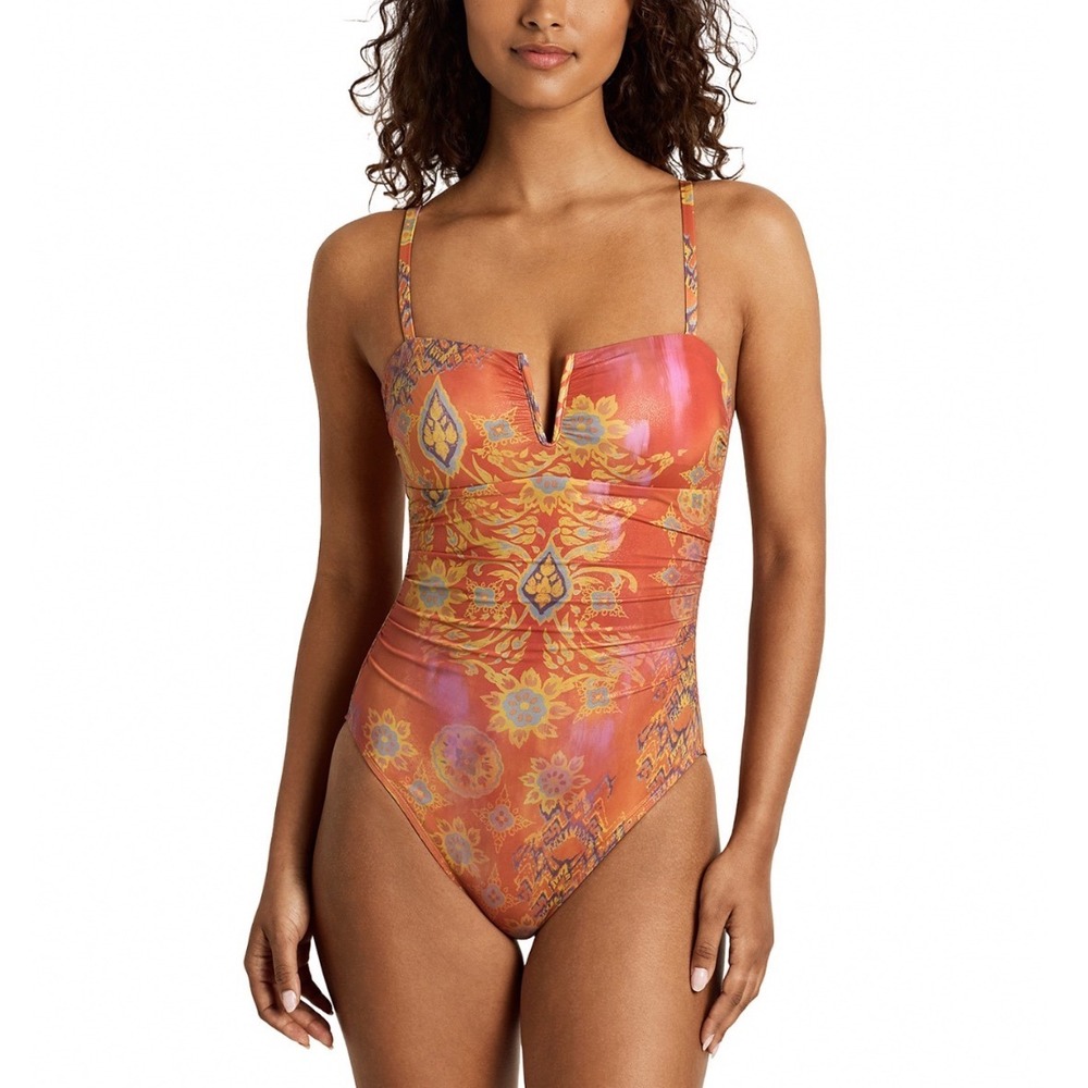 Lauren Ralph Lauren Printed V Wire Over The Shoulder One Piece Swimsuit Multi 8
